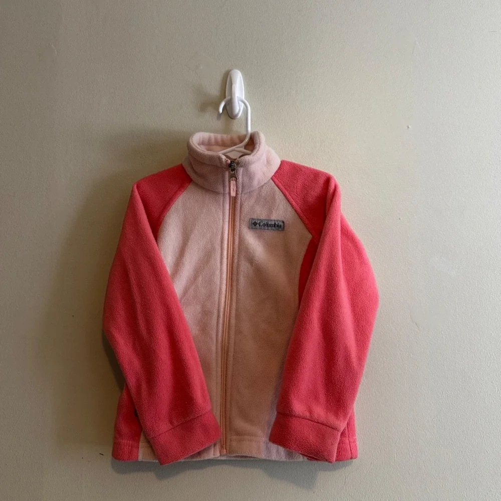 Columbia Girls Pink Peach Fleece Jacket XXS 4/5 Outerwear Winter Layers Staples